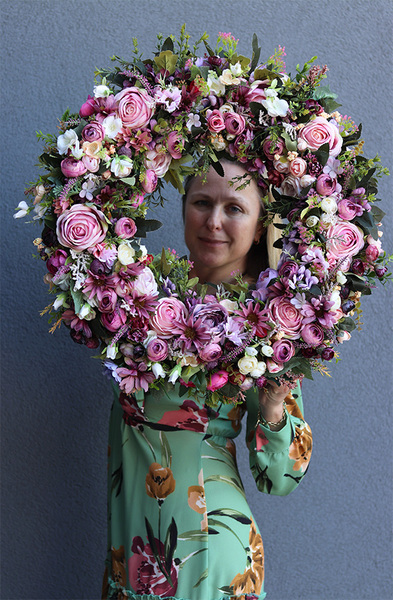 Bella Jesienna 6, duży kwiatowy wianek na drzwi, śr.63cm  