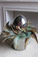 Jajo Silver Glamour, stroik wielkanocny z piórami