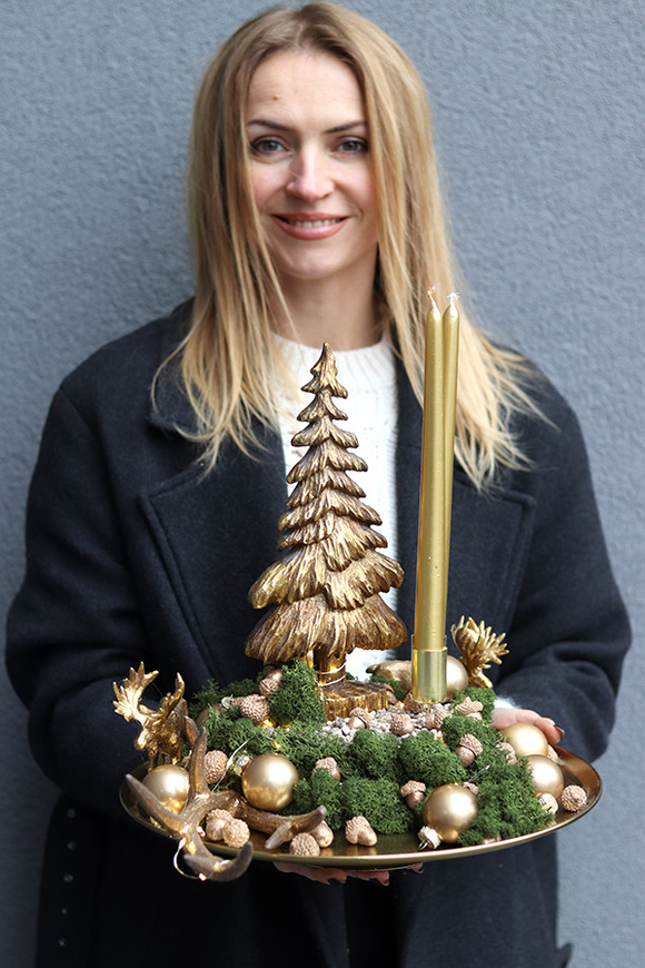 Złoty Dzień, świąteczny stroik na stół LED