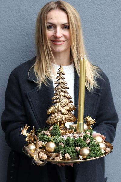 Złoty Dzień, świąteczny stroik na stół LED