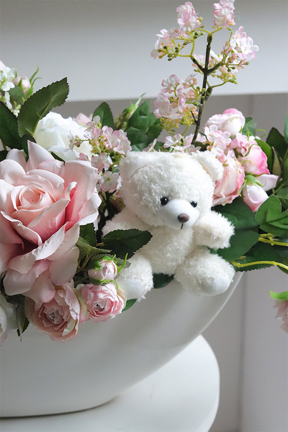 Sweet Teddy Laos, kompozycja w ceramicznej łódce