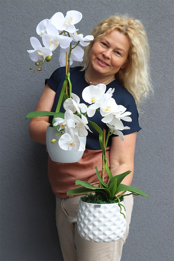 Il Classico, śnieżnobiały sztuczny storczyk