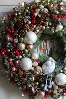 bajeczny wianek świąteczny, Zimowy Ptaszek, śr.38cm