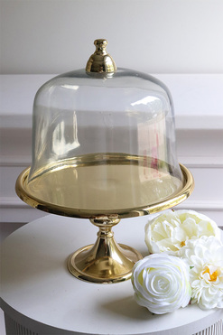 patera na nodze z kloszem, Lux Villa Gold Glamour, wym.31x22cm