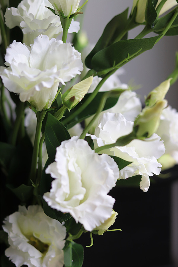 Eustoma Hilton, bukiet do wazonu z białych kwiatów