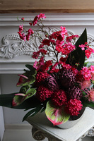 Hotel Warsaw, różowa kompozycja kwiatowa z proteą