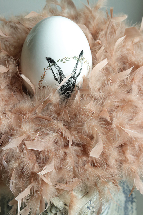 Fluffy & Egg, wielkanocny stroik z piór