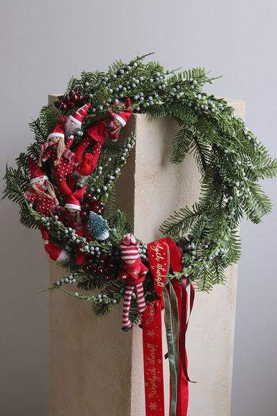 Skrzacia Gwiazdka, asymetryczny świąteczny wianek na drzwi