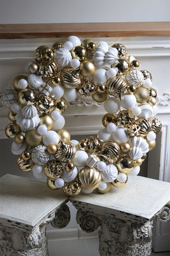 wianek bożonarodzeniowy Bombki Gold&White, śr.67cm 