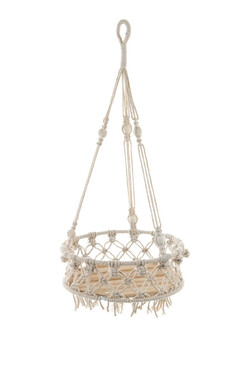 Boho Flowers C, wiszący kwietnik makrama, wym.60x26cm