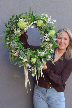 OD RĘKI Kalinovo, zielony wianek na drzwi, śr.54cm