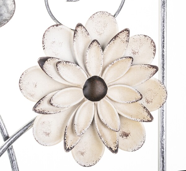 Floriana B, metalowy decor ścienny z kwiatami, wym.40.5x40.5x2cm 