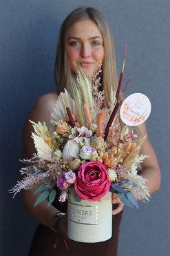 Pinkobella Orfitta 2, welurowy flowerbox z dedykacją, wys.49cm