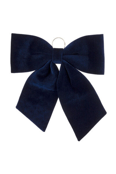 Plushie Xmas Navy, welurowa kokarda - pluszowa zawieszka