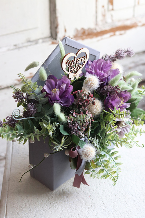 bardzo urocza koperta / flowerbox z życzeniami, Helima Grey, wym.30x38cm  