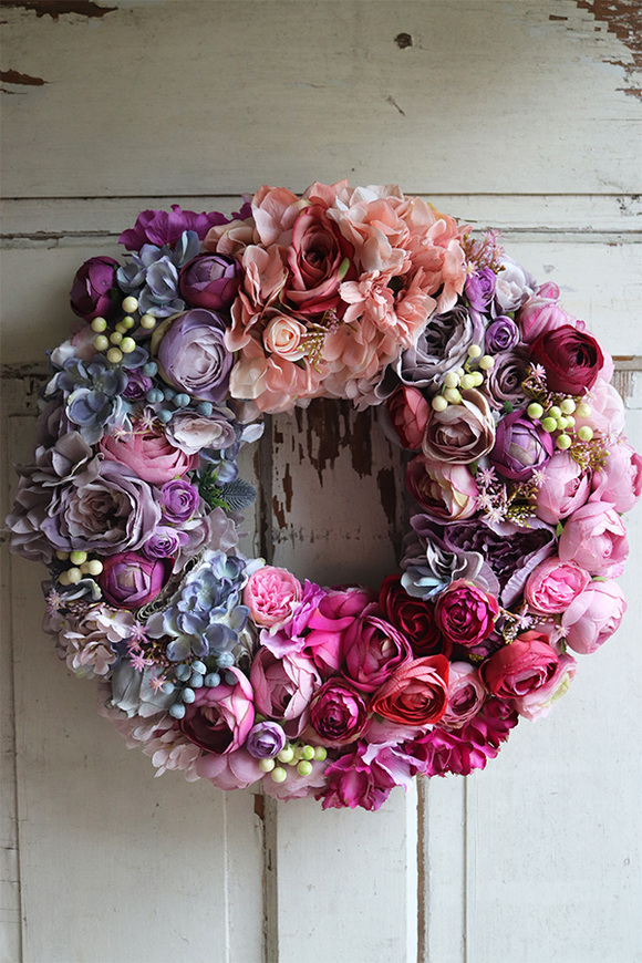 duży wianek kwiatowy Bogactwo Natury Bellisa, śr.46cm