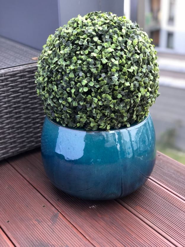 Ares, donica / osłonka ceramiczna, turkus, wym.23x33cm 