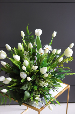 Wiosenka Biel Volcan, kompozycja nagrobna na ciężkiej tacy, wym.42x65cm