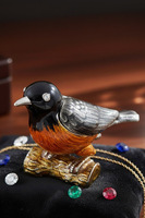 Charming, elegancka szkatułka metalowa, ptak