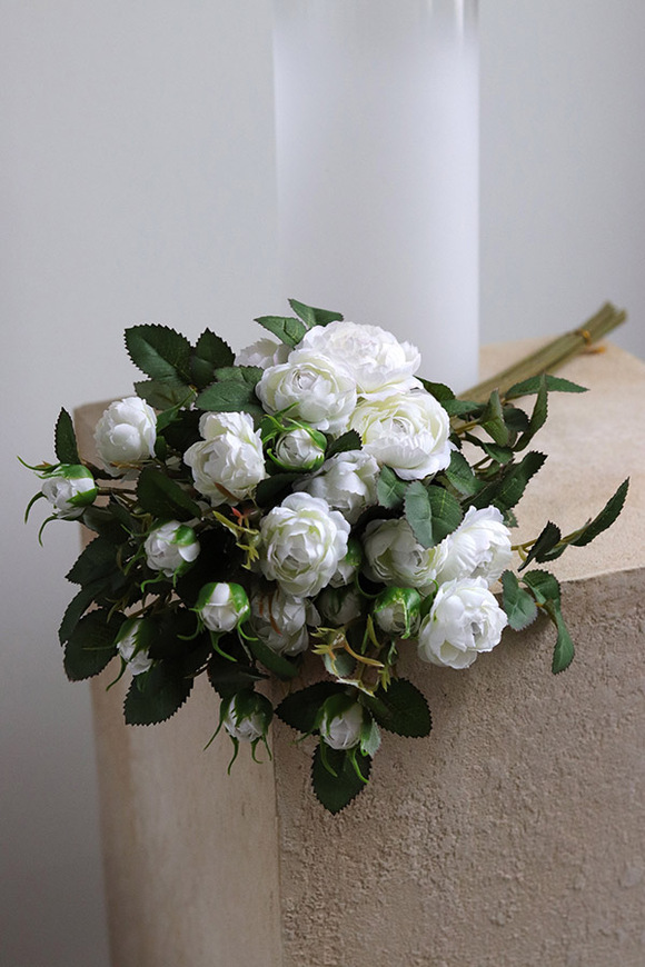 Rosalie, gałązka sztucznej róży, kremowa