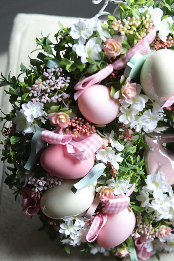 Pastele Pink Rabbit, wielkanocny wianek dekoracyjny