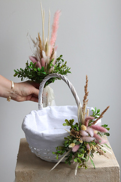 OD RĘKI Wielkanoc we Dwoje, komplet dekoracji wielkanocnych. koszyczek & palemka, wys.26/48cm