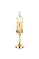 szklany świecznik na nodze, wym.57x16x16cm