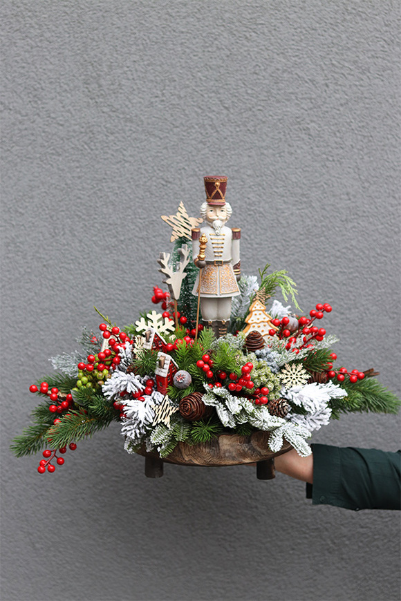 Żołnierzyk, stroik świąteczny LED z dziadkiem