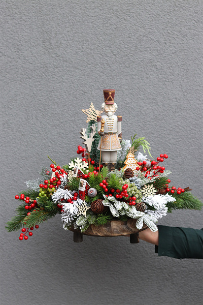 Żołnierzyk, stroik świąteczny LED z dziadkiem