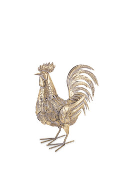 Kogut, figurka ptak w kolorze złotym, wym.39x34x16.5cm