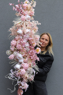 OD RĘKI Pink Flowers, boho girlanda jesienna, dł.125cm