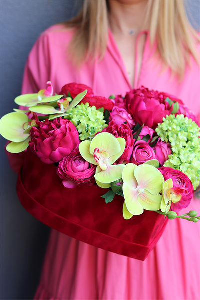 Mother's Heart, flowerbox serce z orchideą
