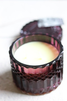 Crystal, elegancka świeca w szkle, ciemny różowy, śr.8.5xwys.8.5cm