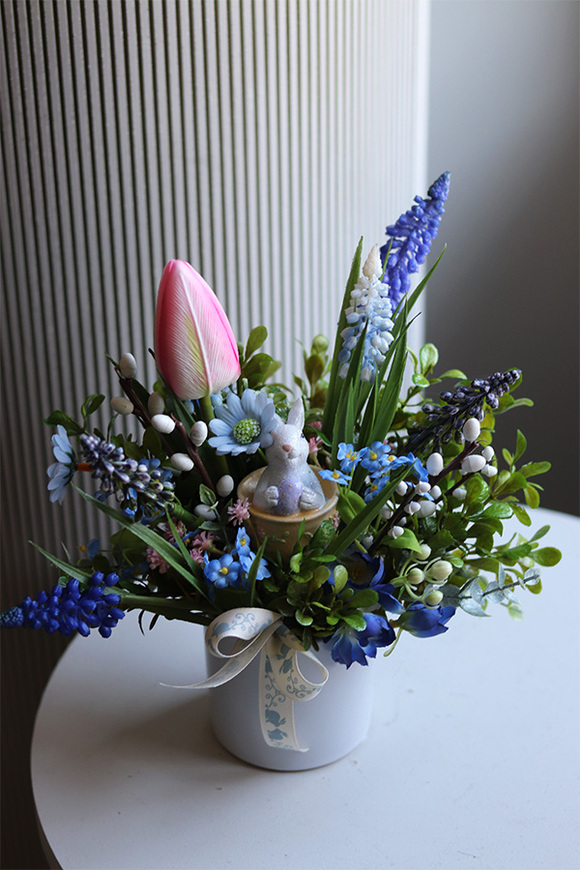 Szafirkowo New, stroik wielkanocny z szafirkami