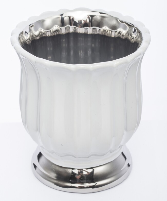 Regina Flower B, osłonka ceramiczna, biało-srebrna, wym.17.5x15.5x15.5cm