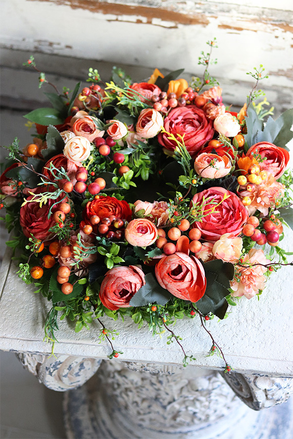 dekoracyjny wianek na drzwi, Orange New, śr.35cm 