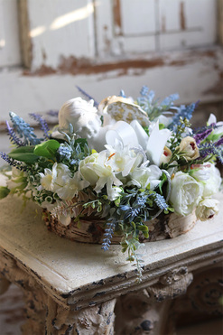 dekoracja nagrobna na plastrze drewna, Angellina, wys.16x38cm