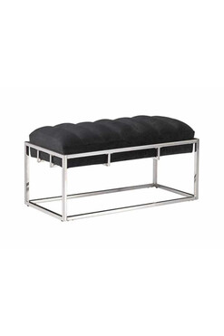 Everson, ławka z welurowym obiciem, srebrna, wym.97x44x46cm