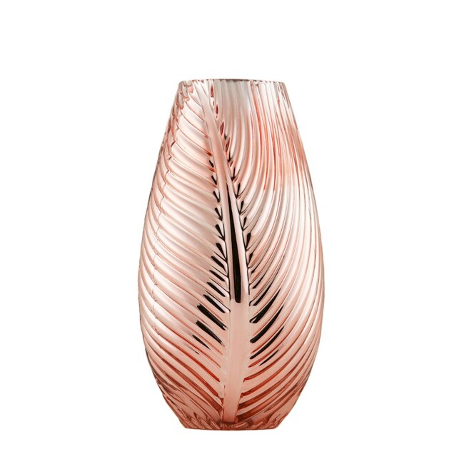 Leaf Glamour, elegancki szklany wazon, różowe złoto