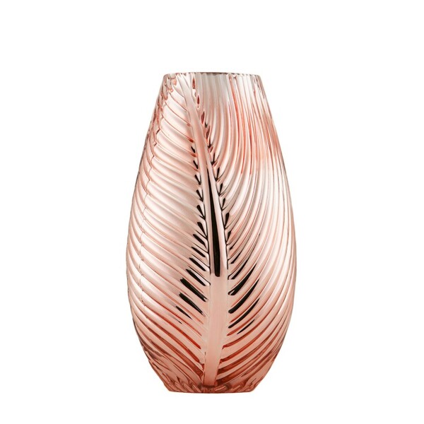 Leaf Glamour, elegancki szklany wazon, różowe złoto