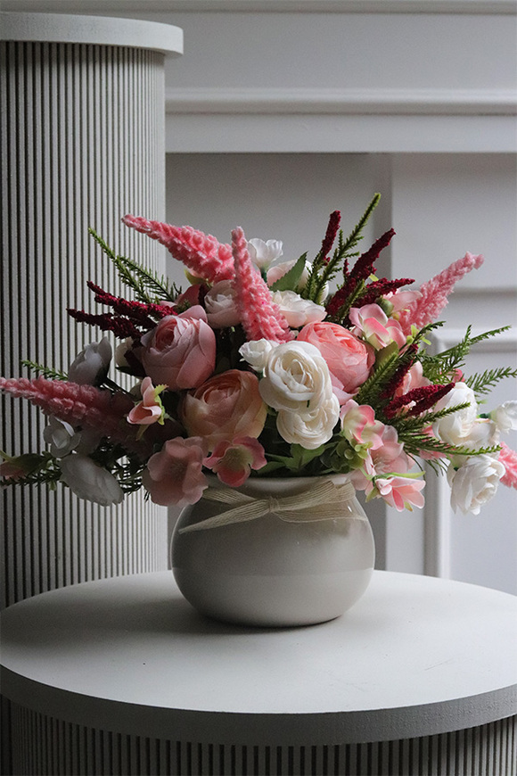 Pink Heather, różowa kompozycja kwiatowa z wrzosami