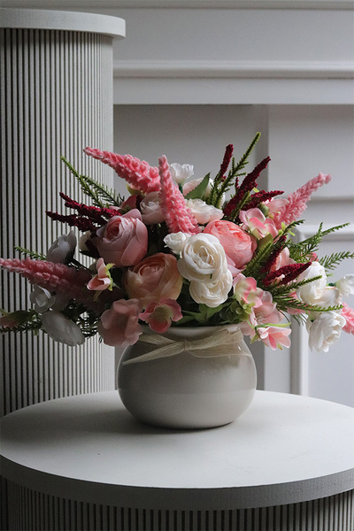 Pink Heather, różowa kompozycja kwiatowa z wrzosami