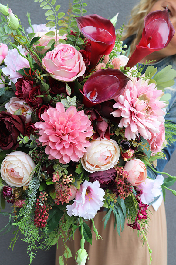 kompozycja nagrobna w okrągłej misie, Janina Gerona, wym.40x60cm 