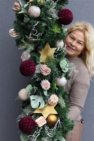 Welurowe Bordo, girlanda zimowa