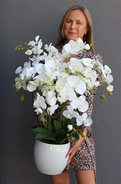 Hefrata Big, sztuczny storczyk w białej donicy, wys.80cm