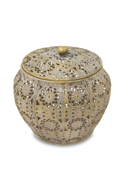 Indie Gold B, ażurowy pojemnik, wym.16x17cm