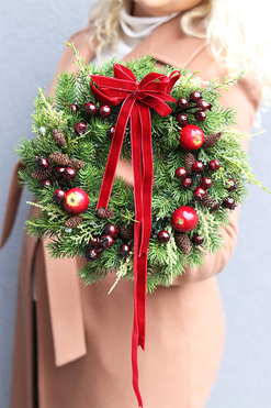 Dekolores, bożonarodzeniowy wianek na drzwi, śr.27cm