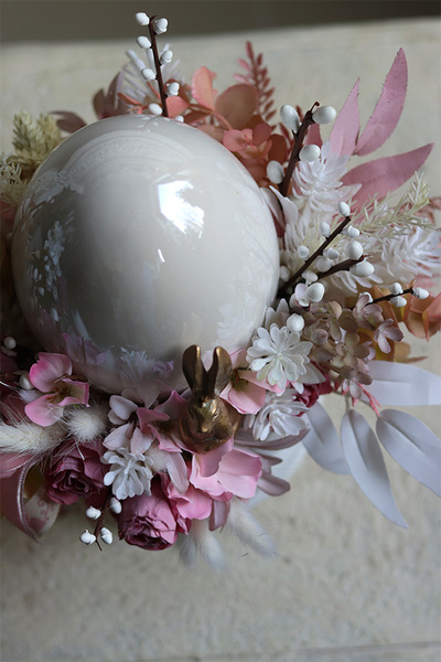 stroik z jajem Pastelita, wielkanocny stroik z perłowym jajem