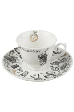 Alice in Wonderland, filiżanka do espresso ze spodkiem, królik, poj.100ml