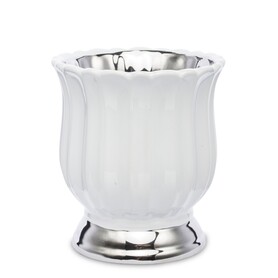 Regina Flower C, osłonka ceramiczna, biało-srebrna, wym.14.5x13x13cm